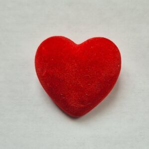 Vintage Flocked Velvet Heart Brooch